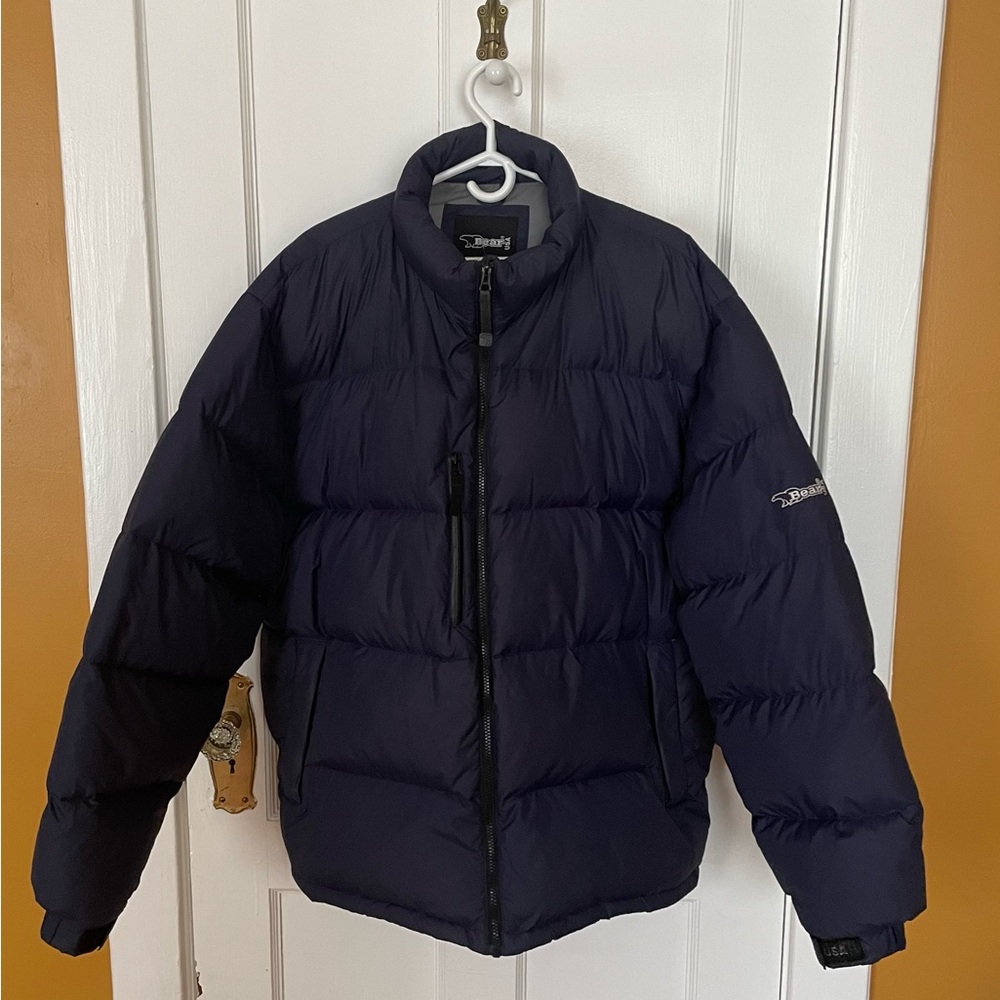 Vintage Bear USA men’s down filled puffer. Navy blue. Size XL.